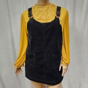 Gold ruffle eyelet blouse
